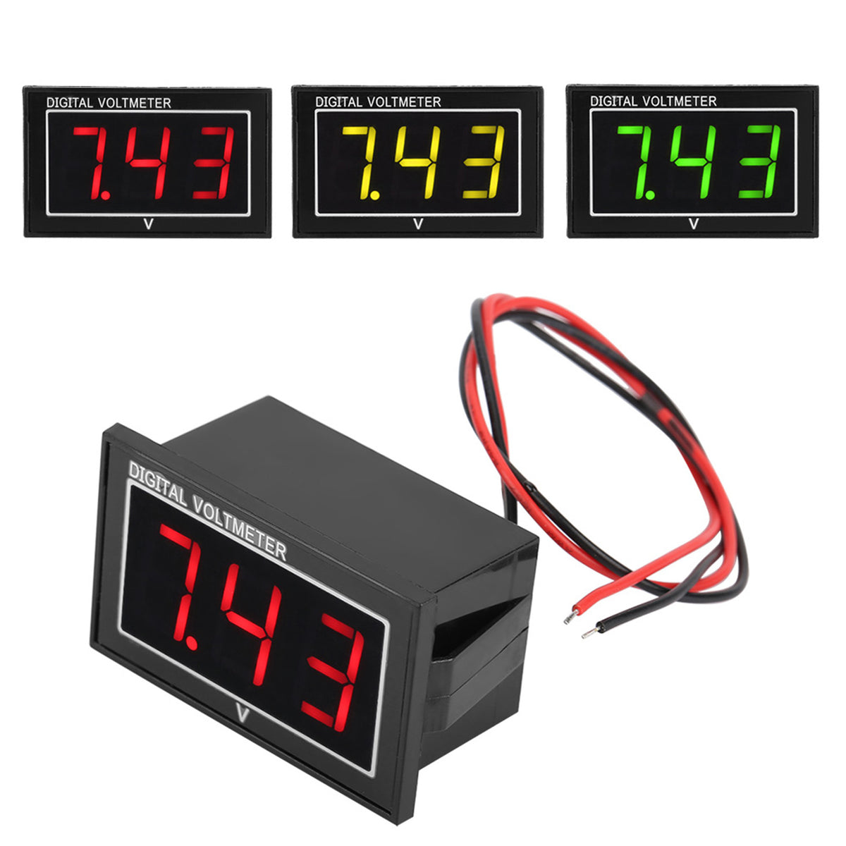 MERQC 2-Pack DC 0-100V 10A Digital Voltmeter Ammeter – 0.28" Red/Blue LED Dual Display Panel Meter